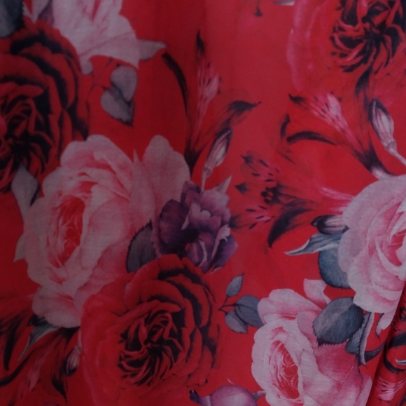 JC Sunny Red and Pink Rose Print Swim Cover Up Loungewear NWT - Picture 7 of 8